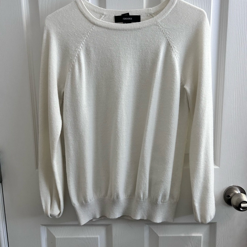 Forever 21 Ivory Crew Neck Sweater